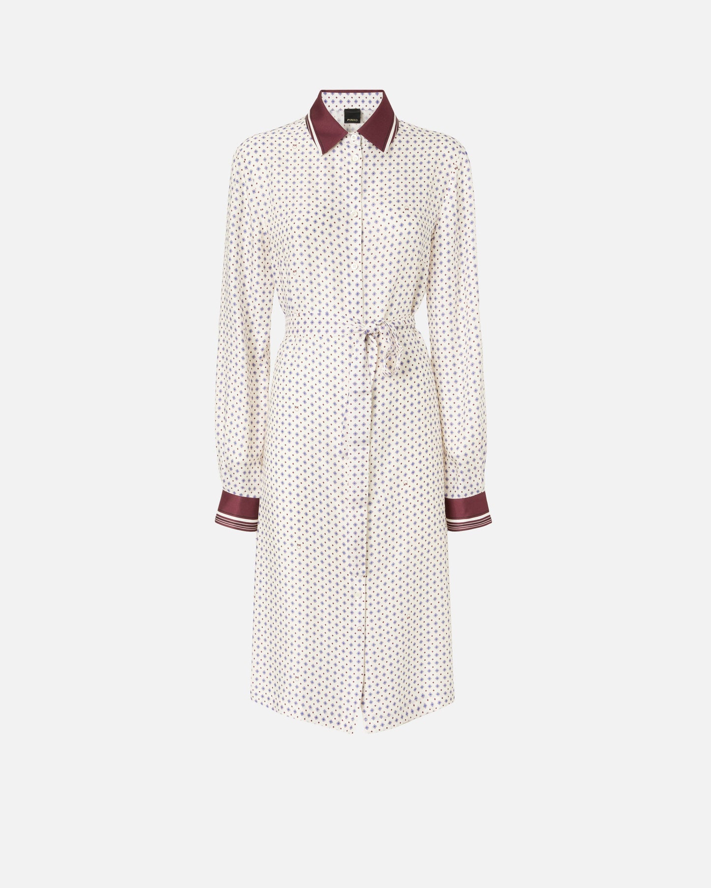 Midi shirt dress with tie print