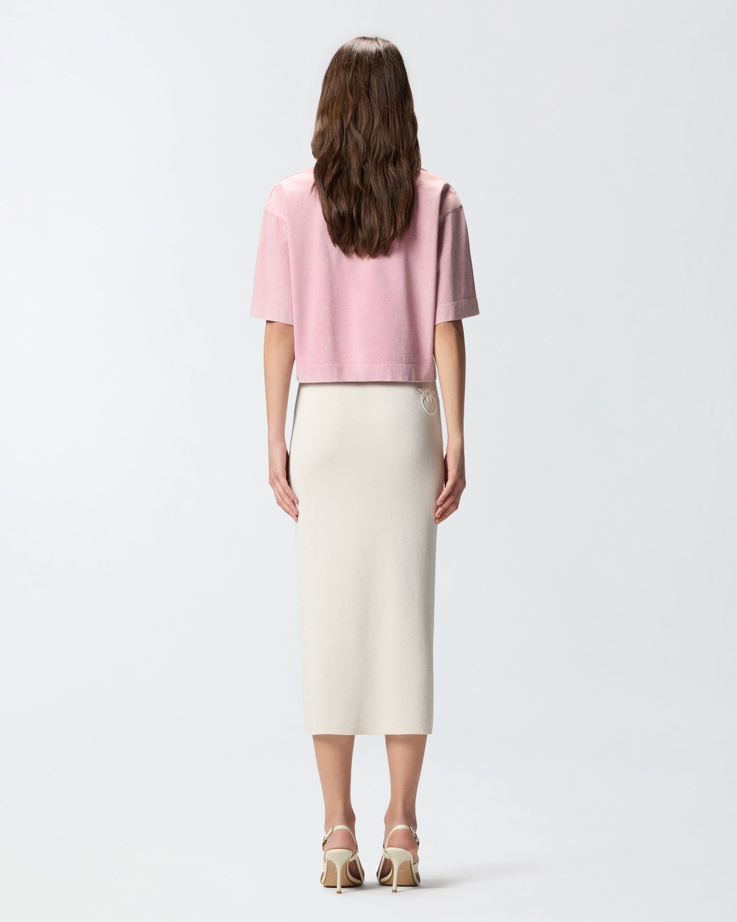 Slim-fitting midi skirt with contrasting bands