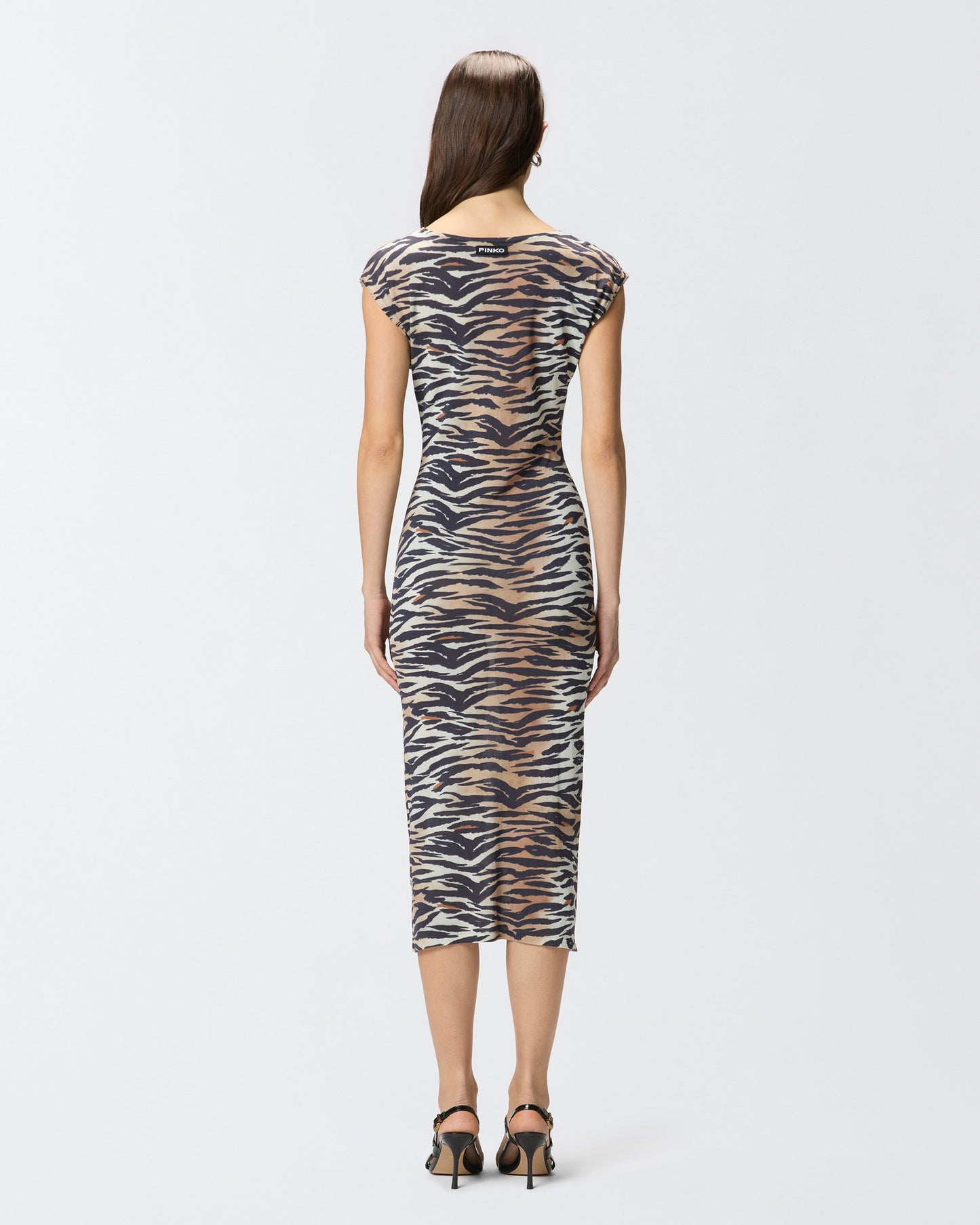 Sheath midi dress with animal print