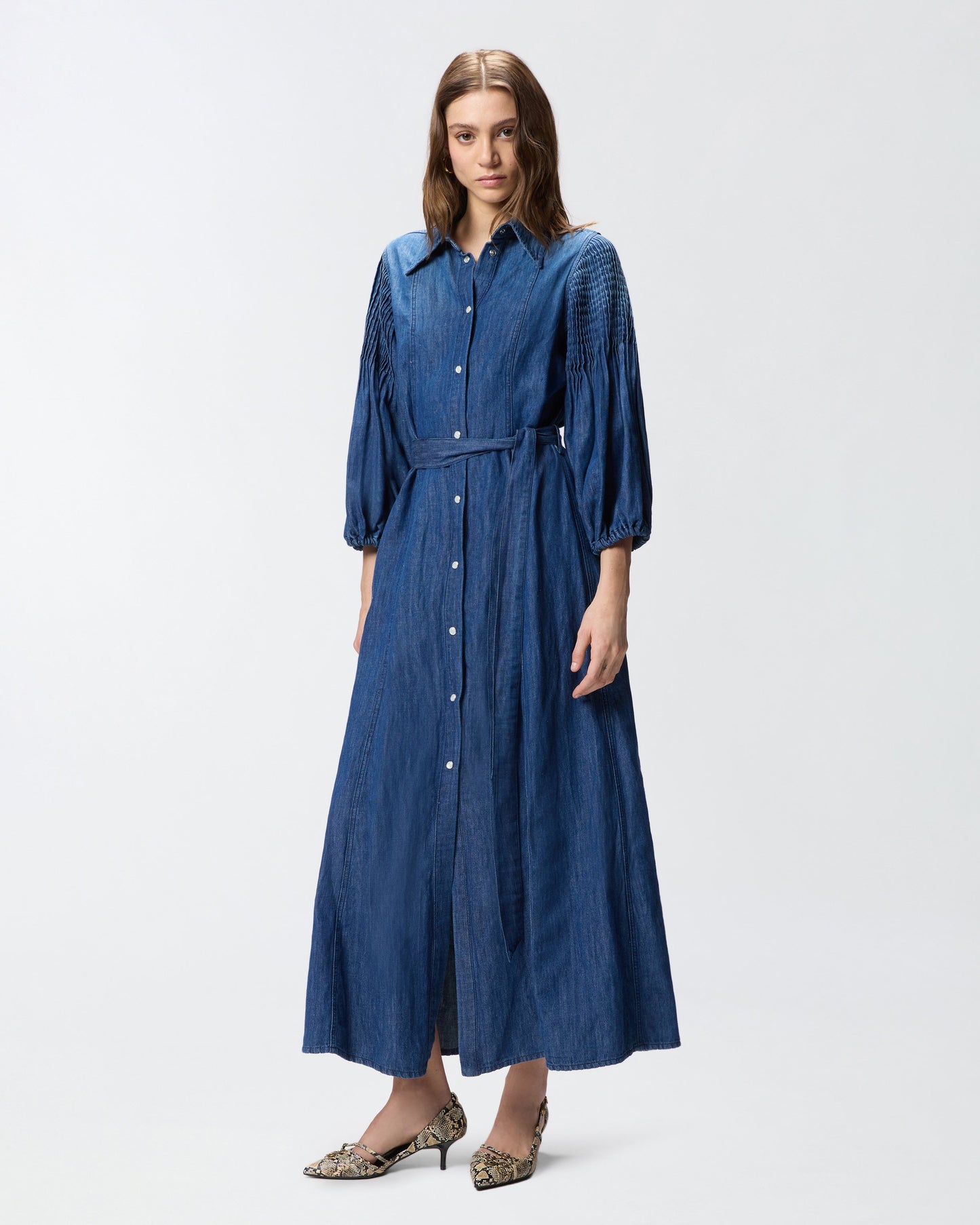 Long denim shirt dress