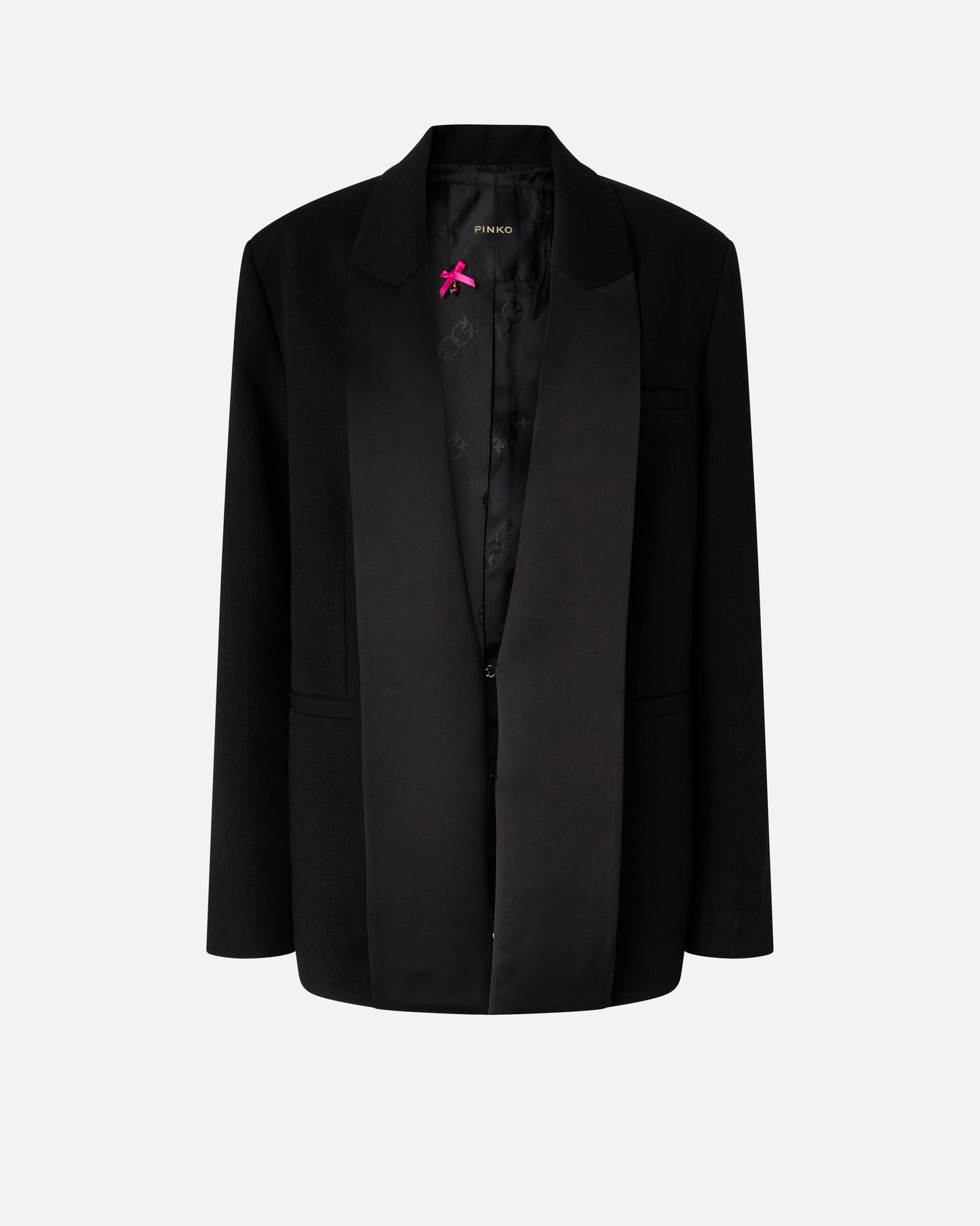 Slub fabric jacket with satin lapels