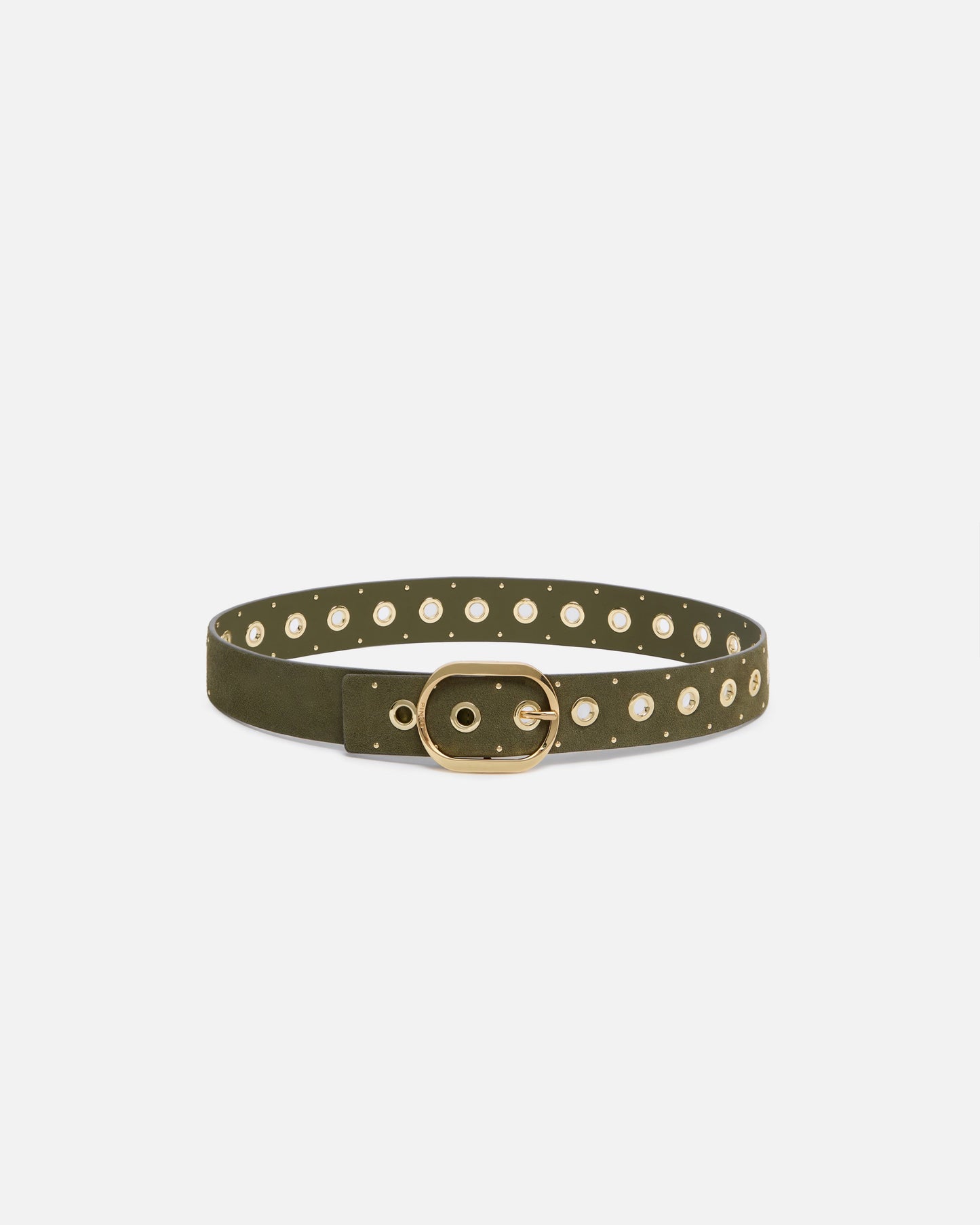 Leather belt with eyelets, 4cm