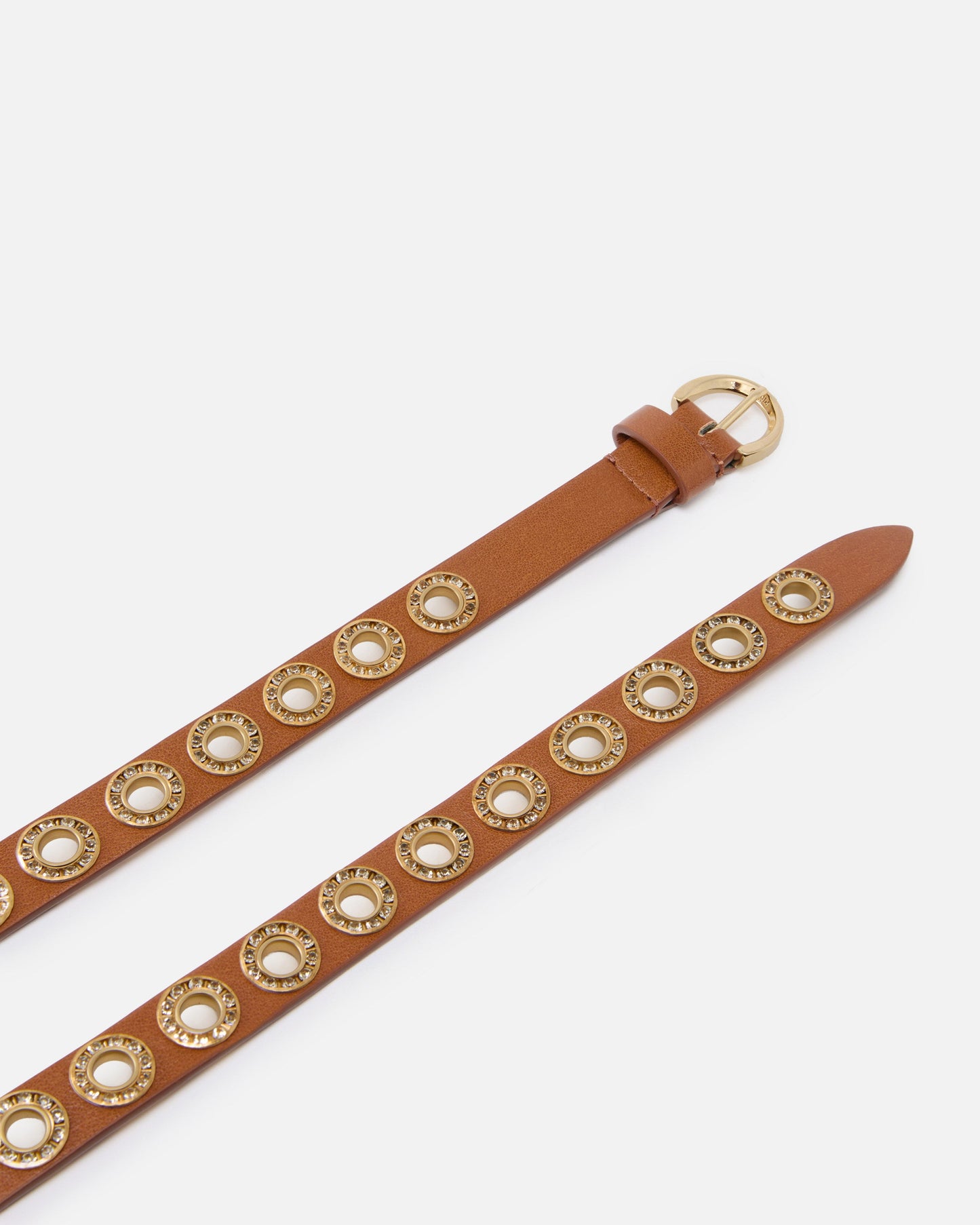 Leather belt with jewel eyelets, 2cm