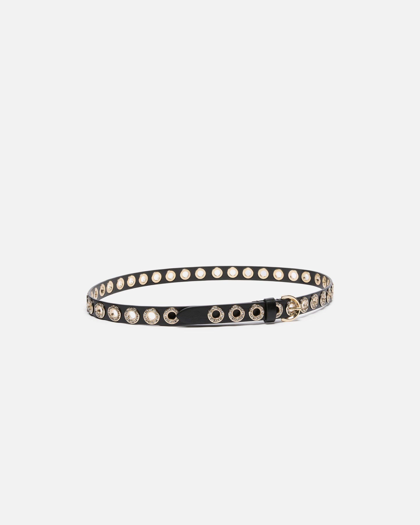 Leather belt with jewel eyelets, 2cm