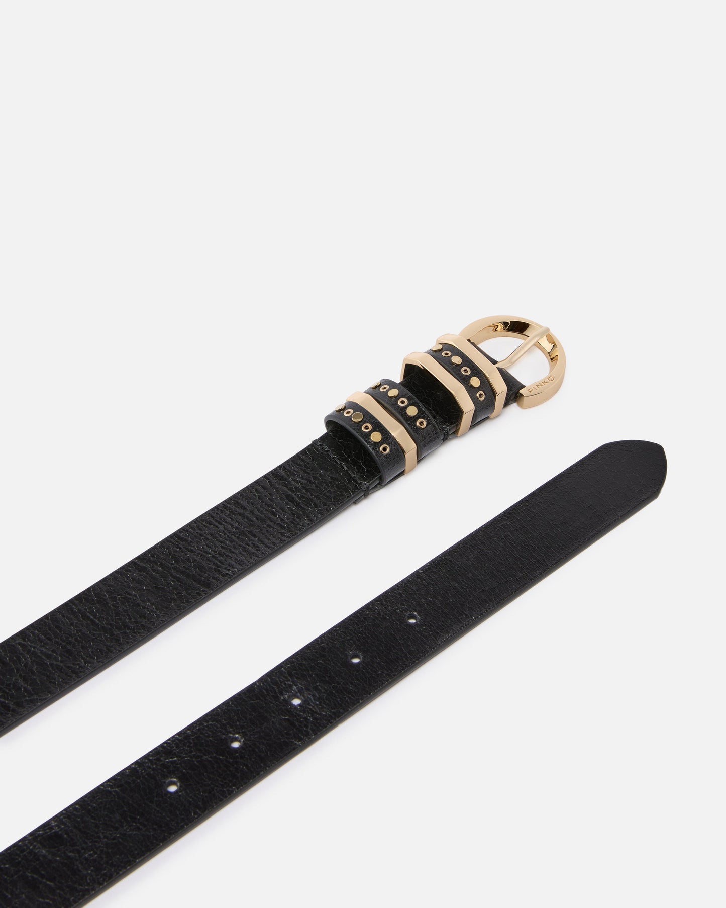 Shiny leather belt with metal loops, 3 cm