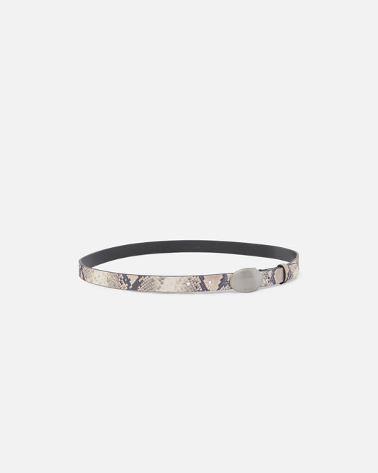 Python-print belt with oval buckle, 2 cm