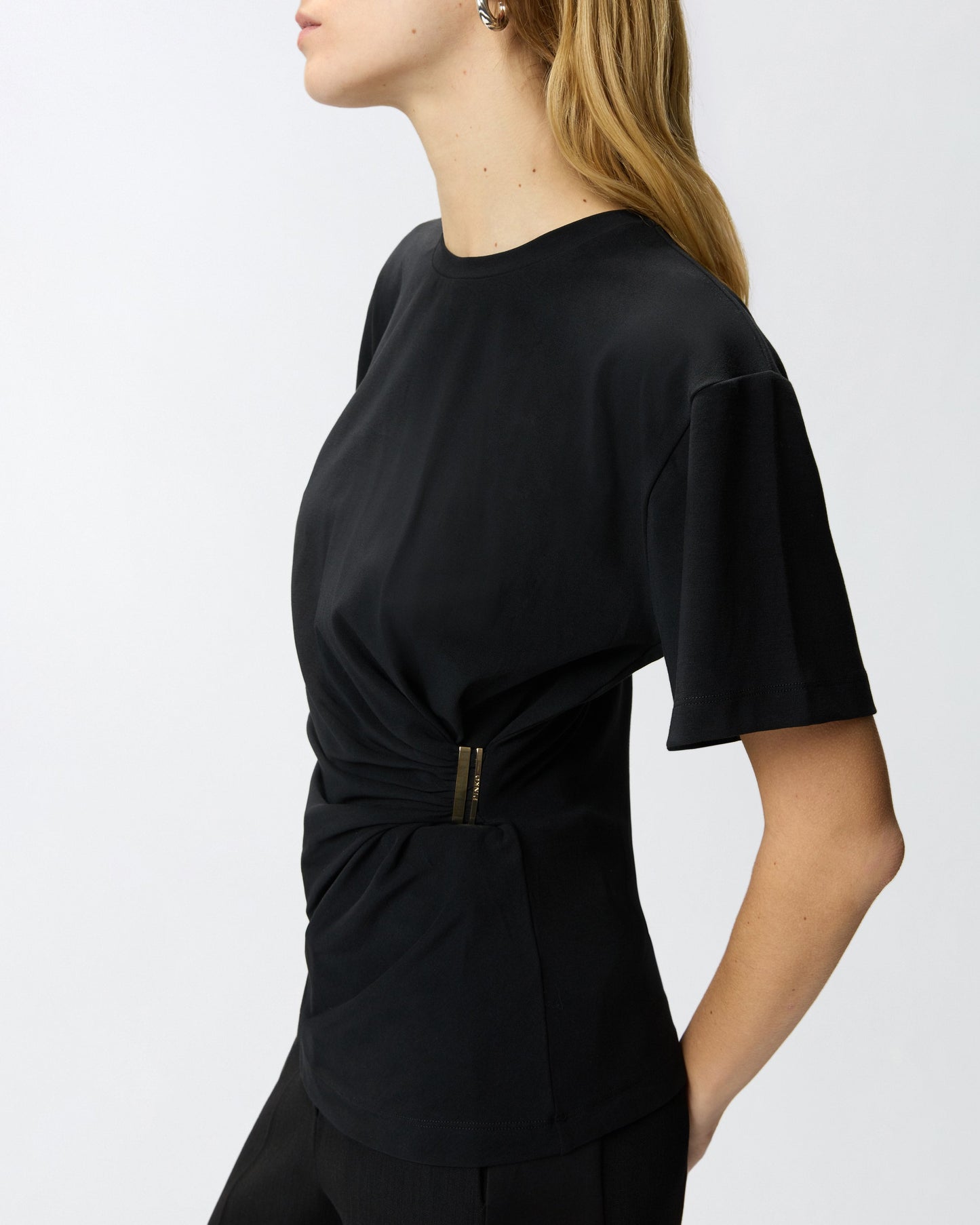 T-shirt with draping and gold detail