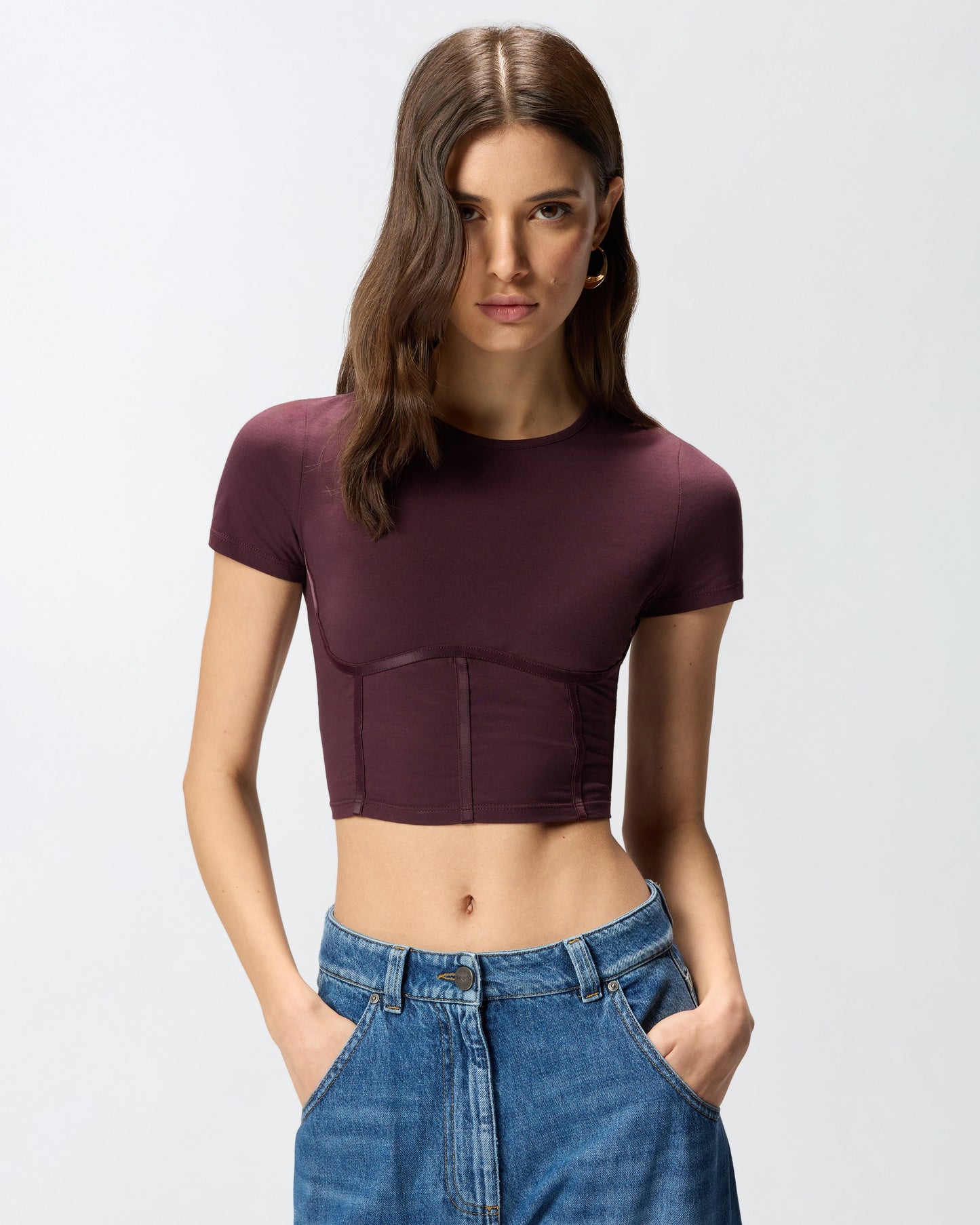 Bustier top with short sleeves