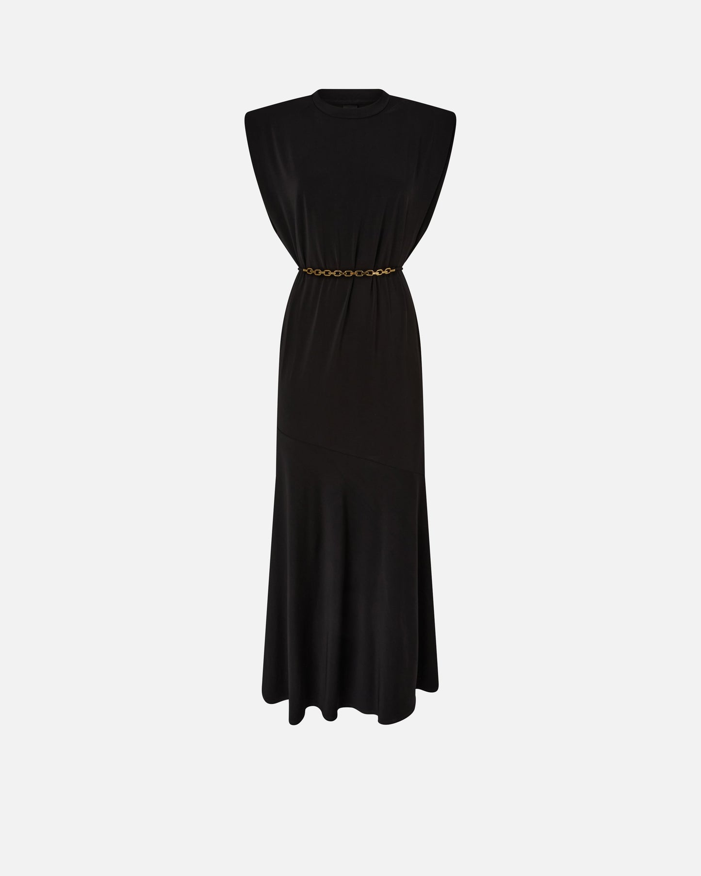 Sleeveless long dress with chain