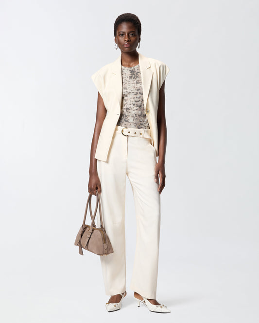 Sleeveless rustic-effect jacket