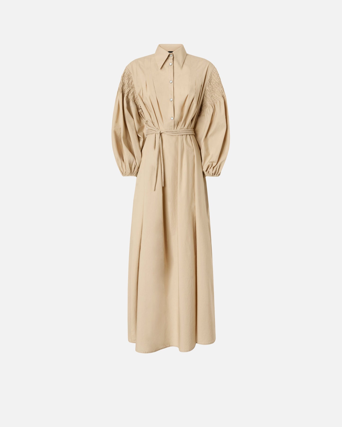 Long shirt dress in cotton with belt