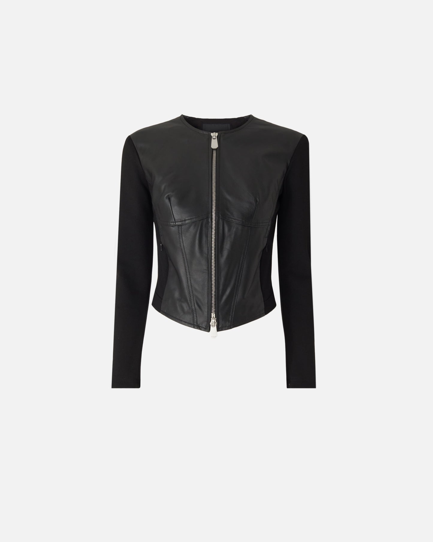 Leather bustier jacket with zip