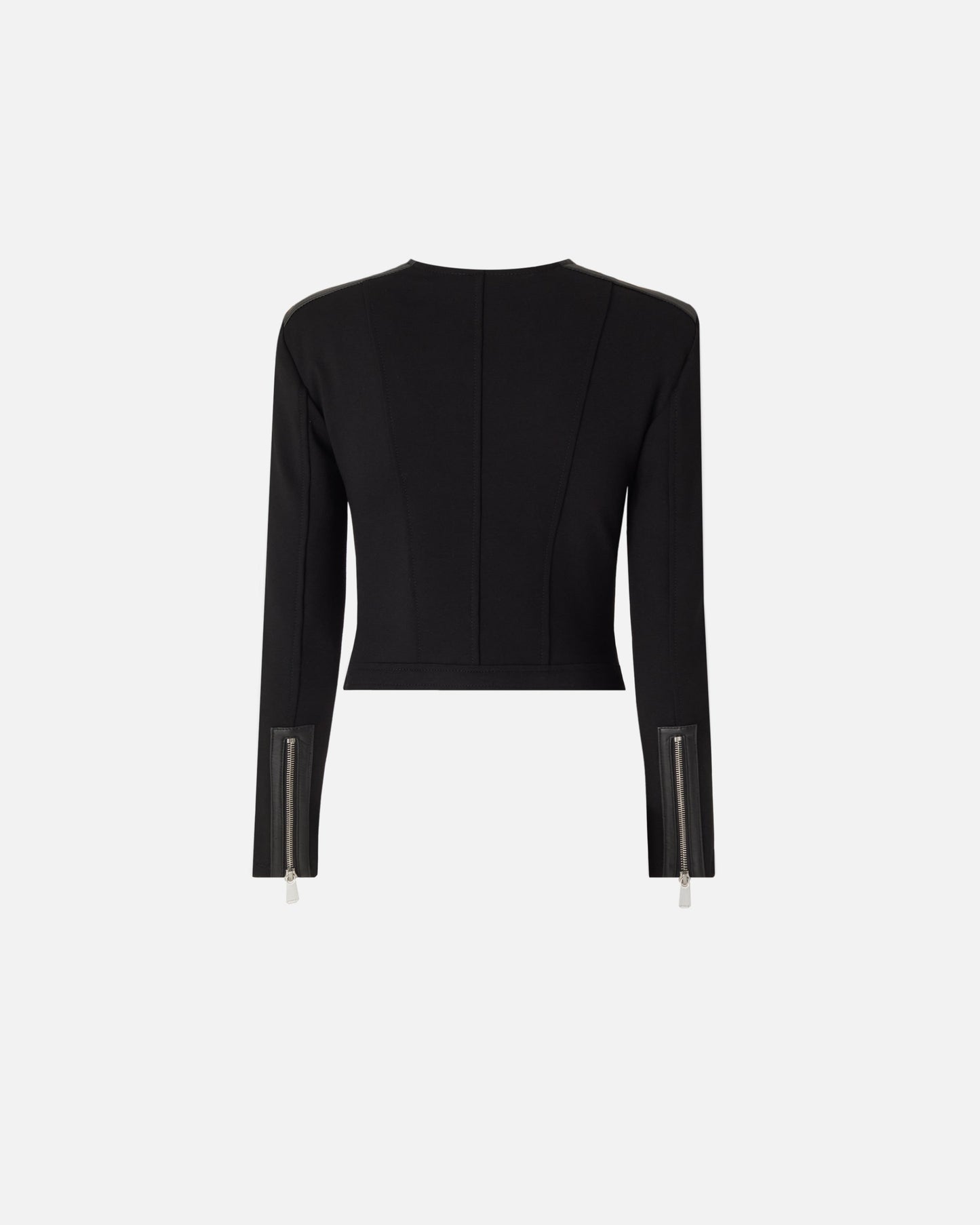 Leather bustier jacket with zip