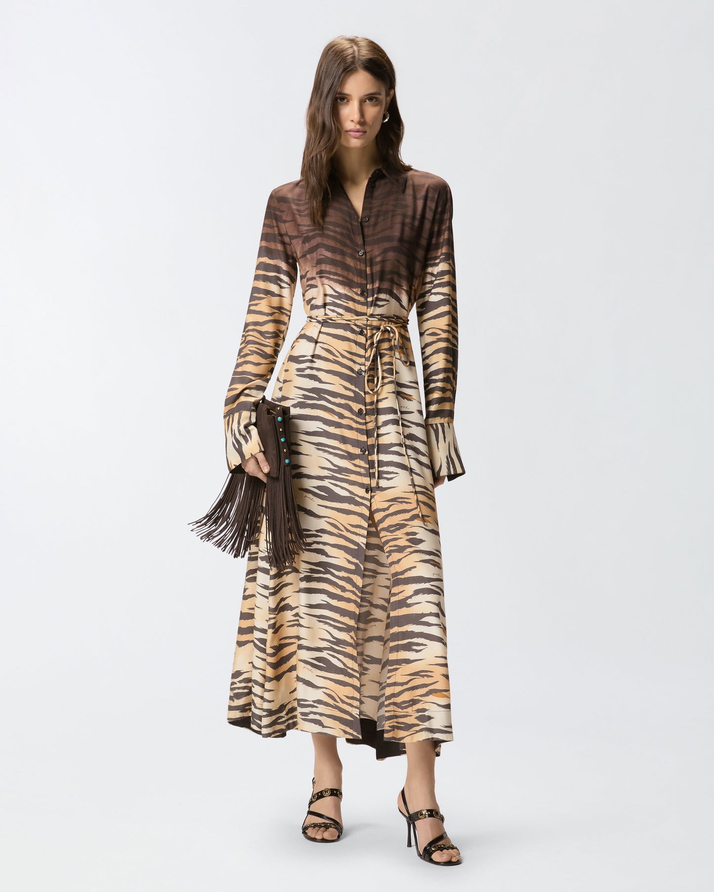 Long shirt dress with animal print