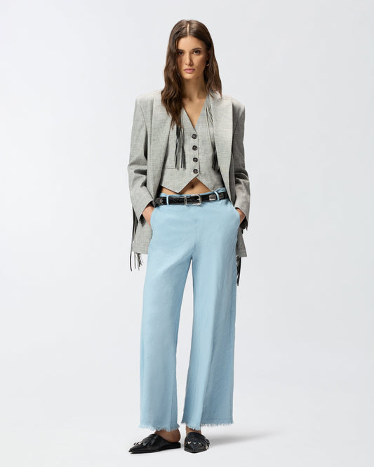 Trousers in linen blend with belt