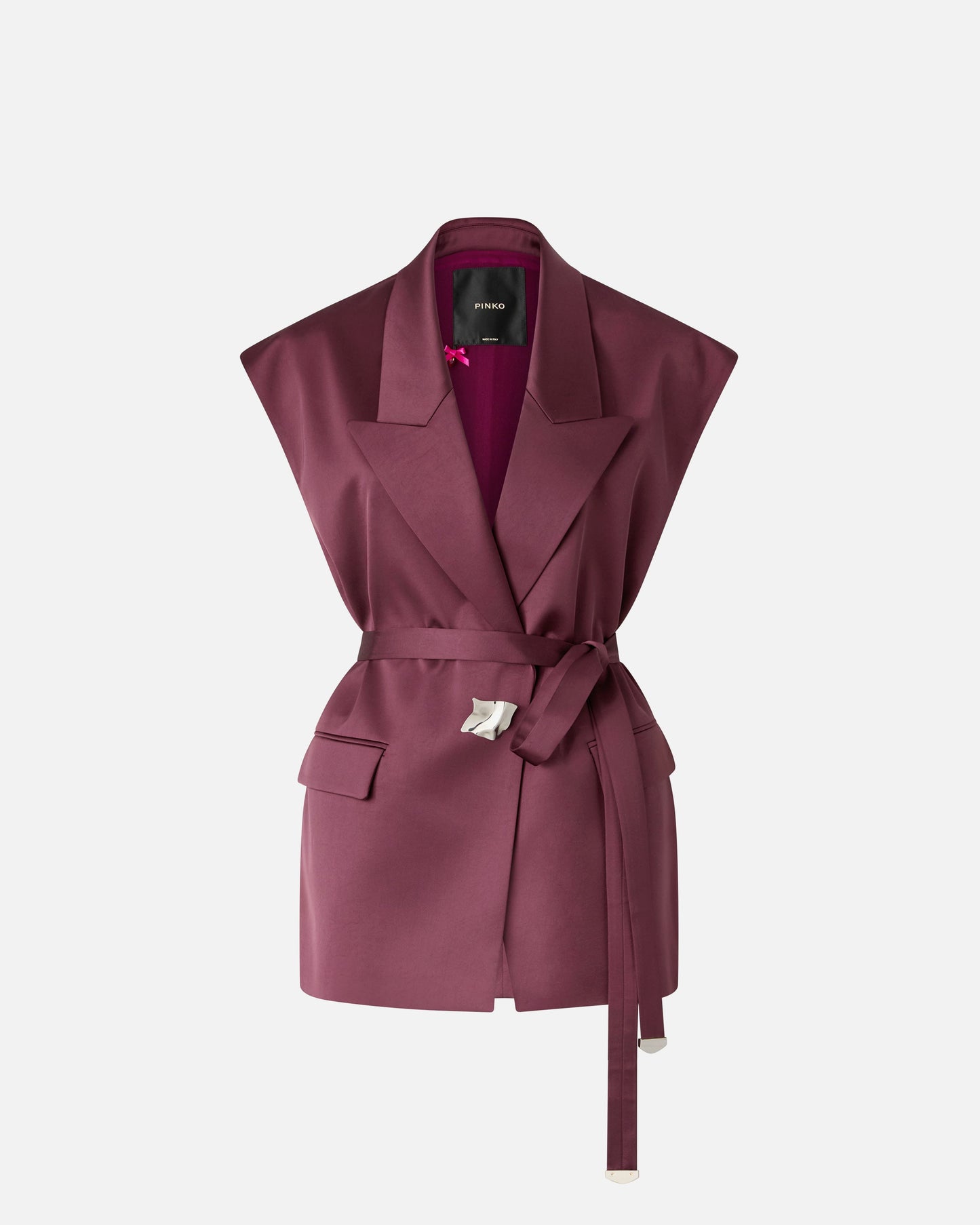 Sleeveless jacket in satin