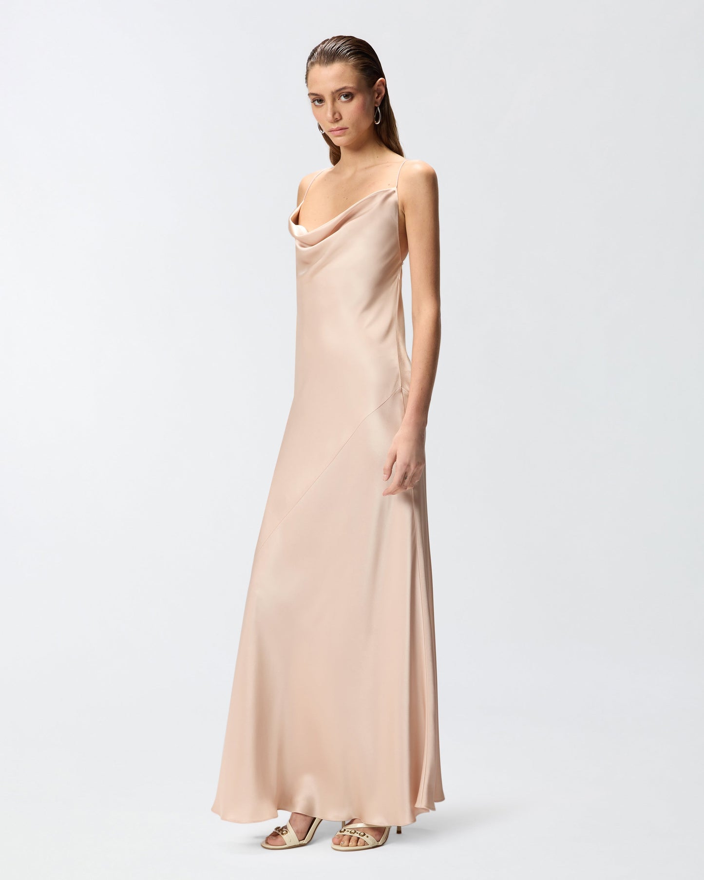 Long slip dress in satin