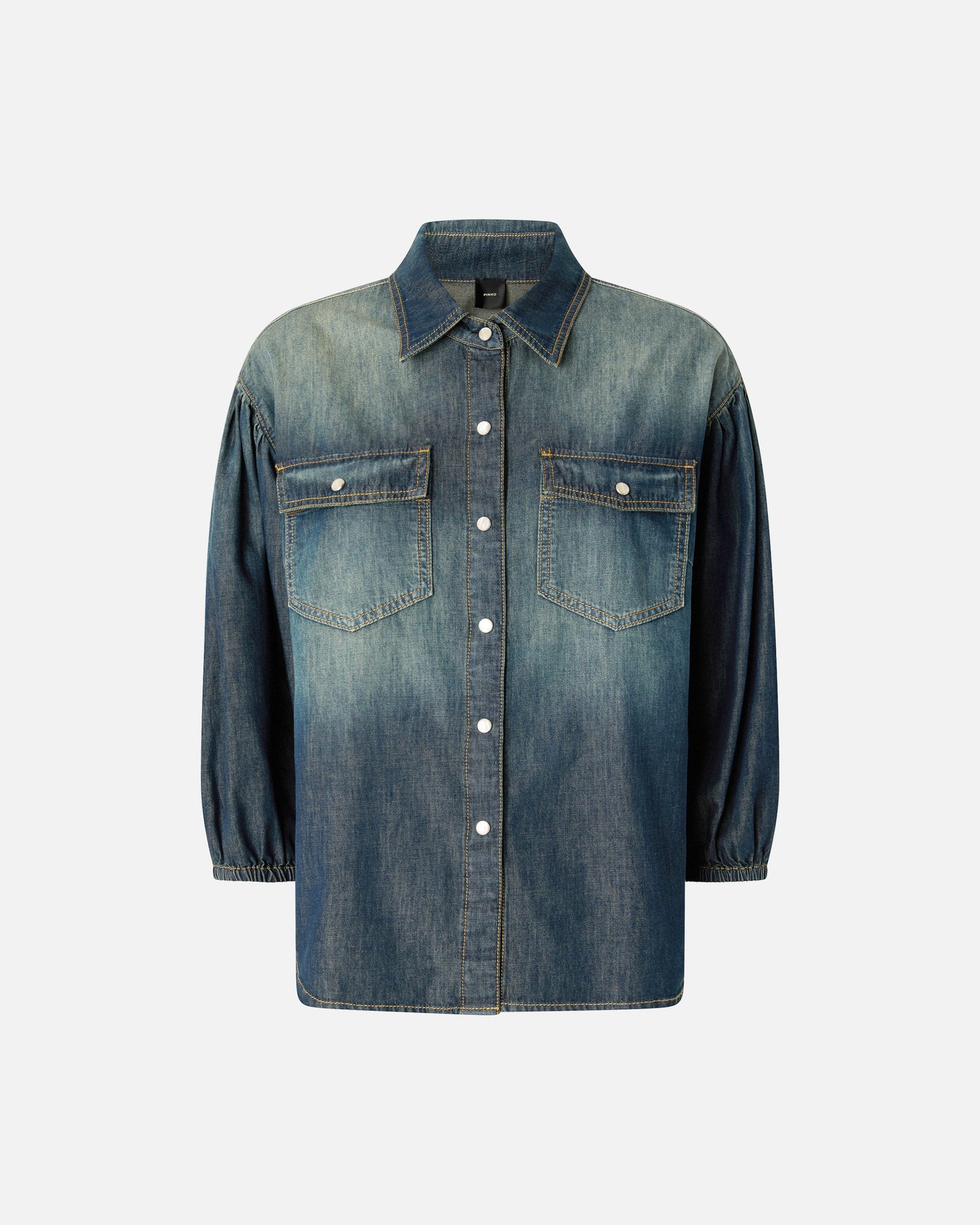 Denim shirt with balloon sleeves