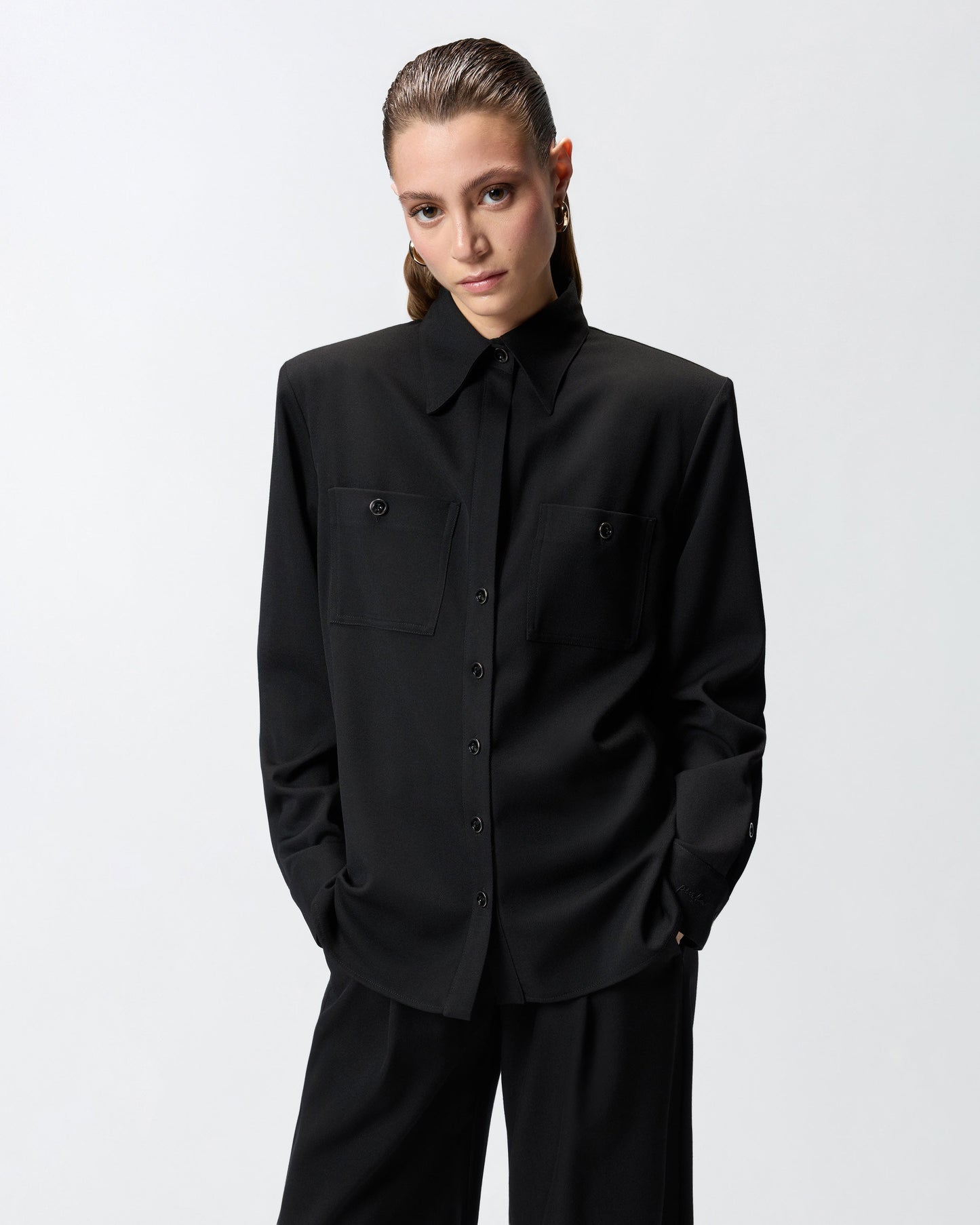 Stretch overshirt with pockets