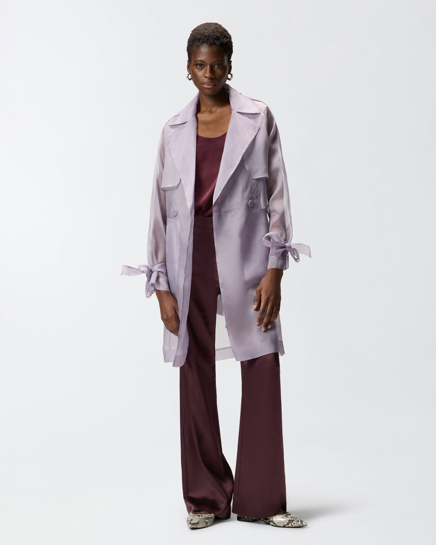 Silk organza trench coat