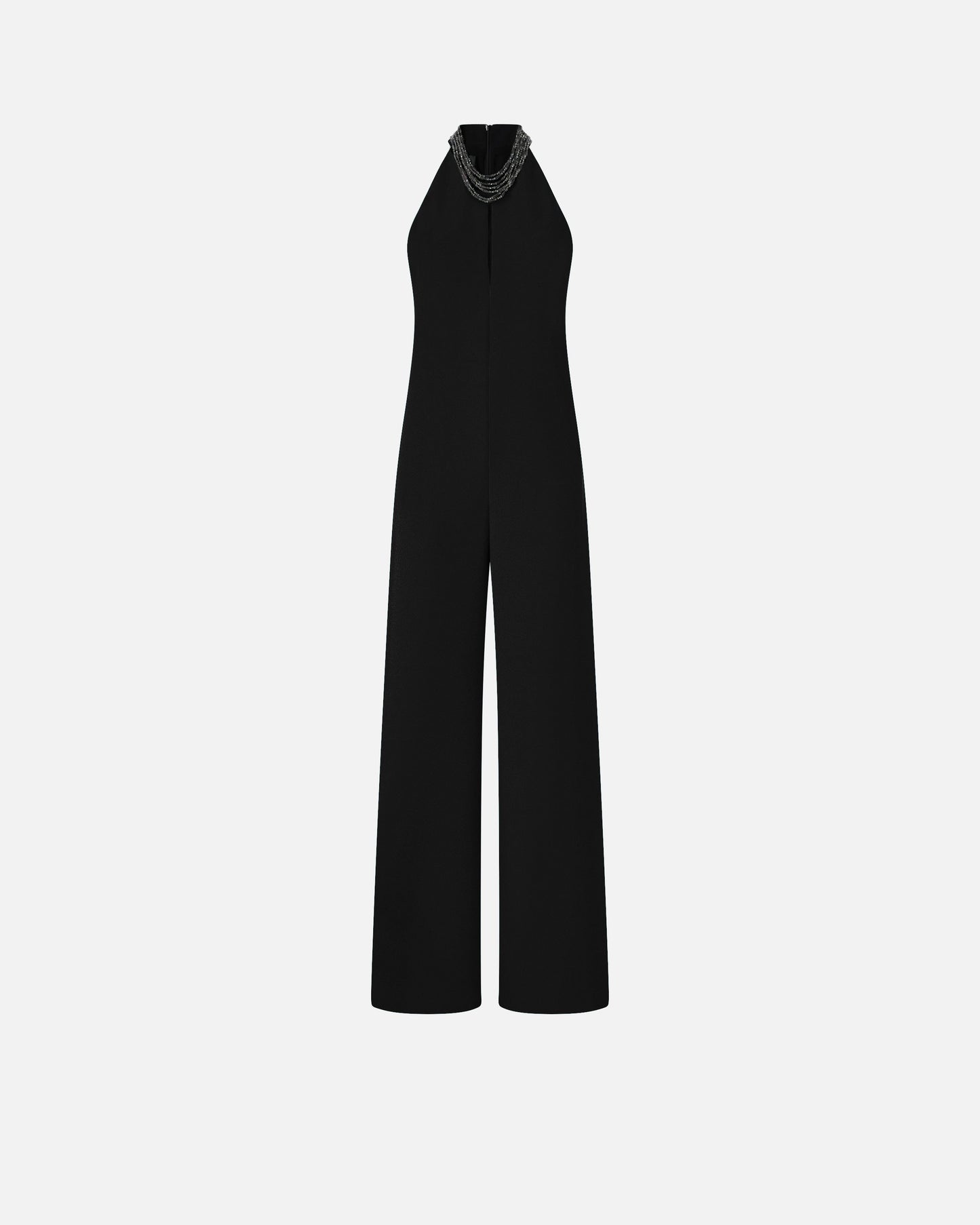 Long playsuit with halterneck and jewel decoration