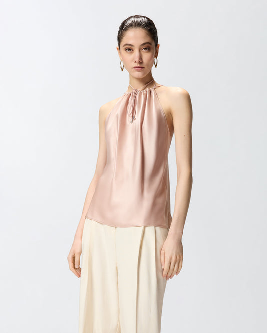 Top in satin with halterneck