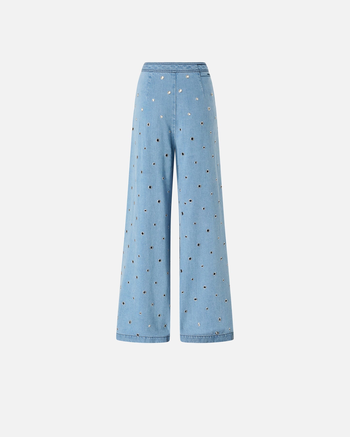 Denim jeans with eyelets