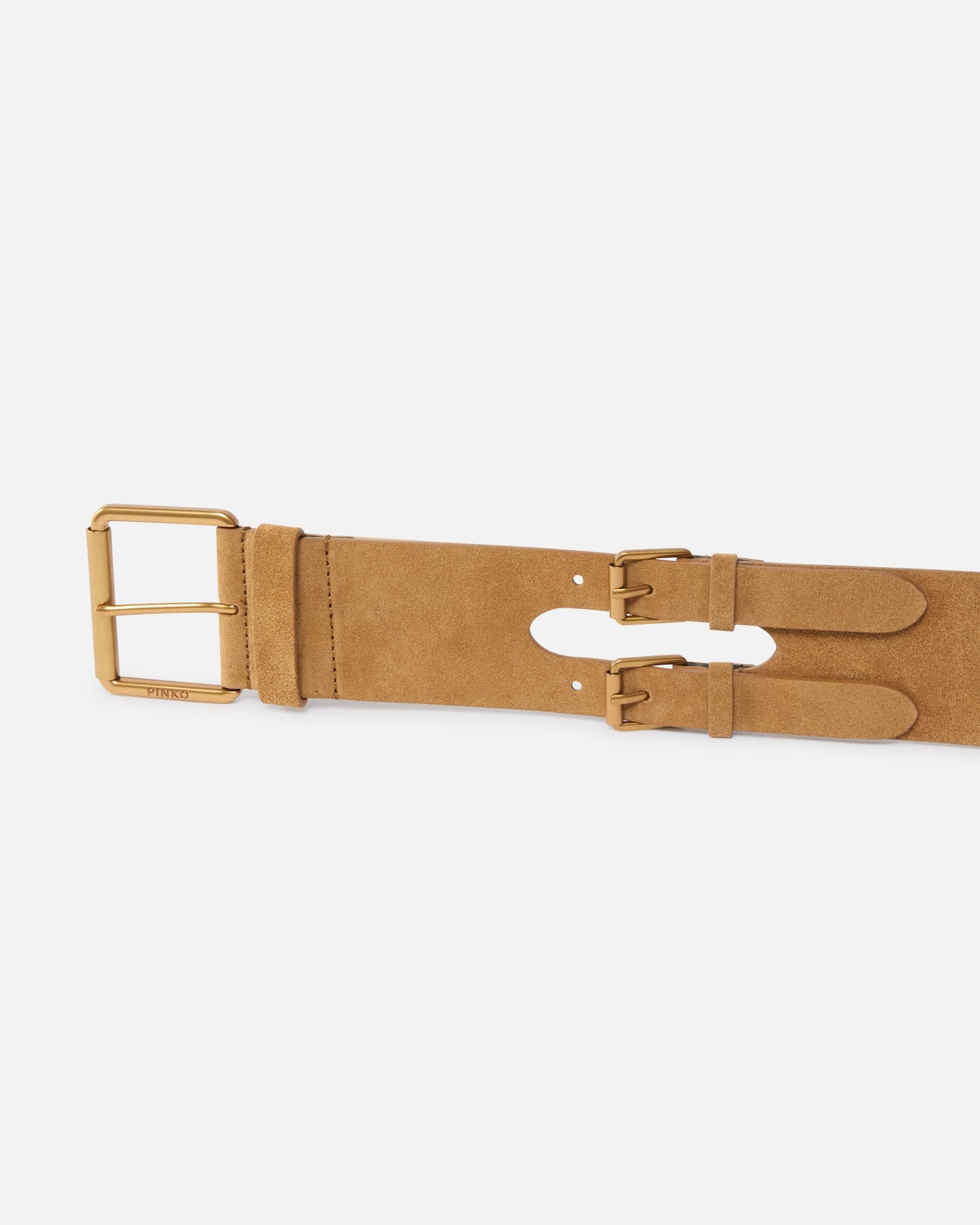Split leather belt with straps, 6 cm