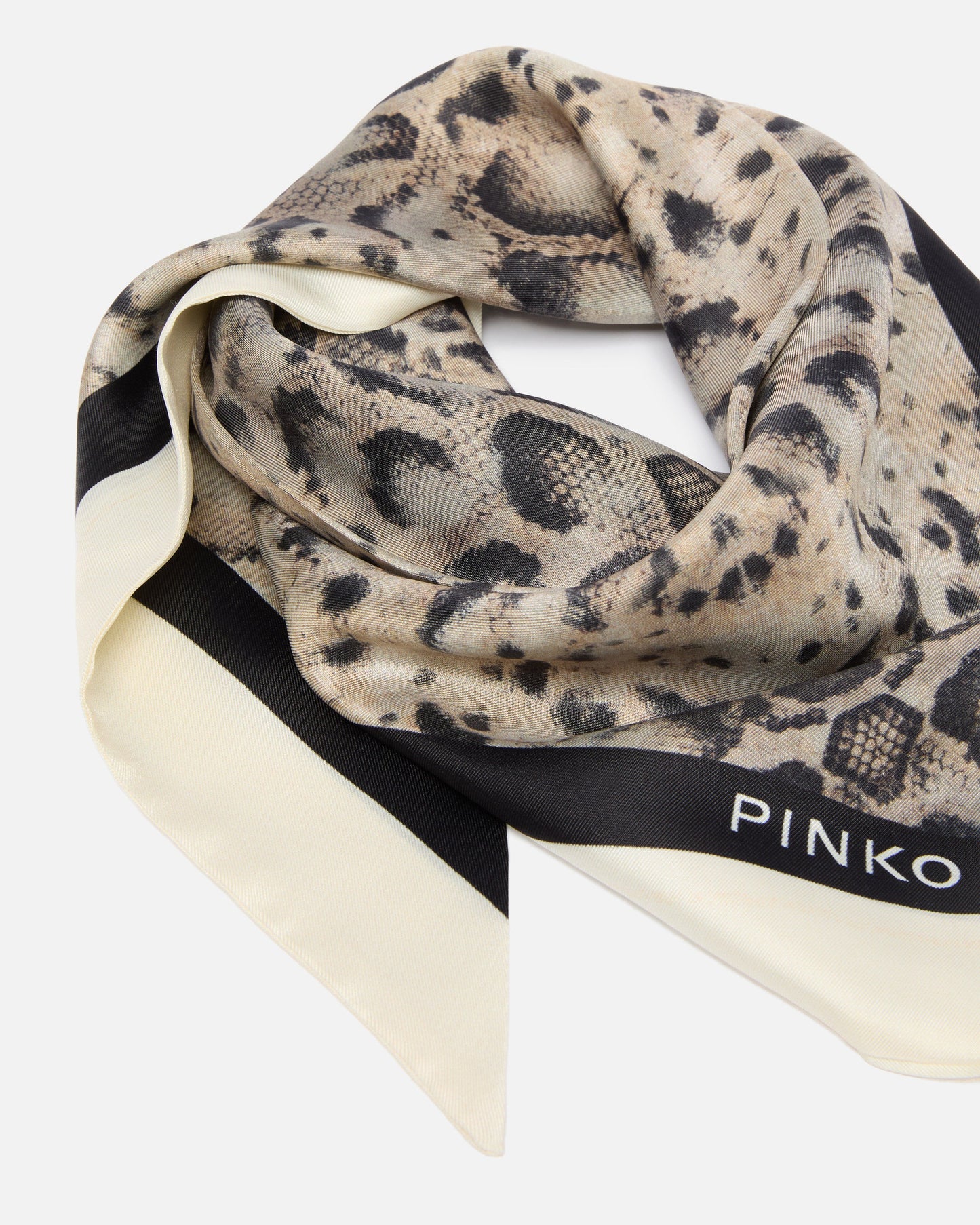 Triangular scarf with snake print