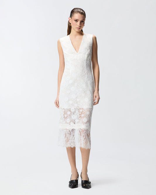 Sleeveless midi dress in lace