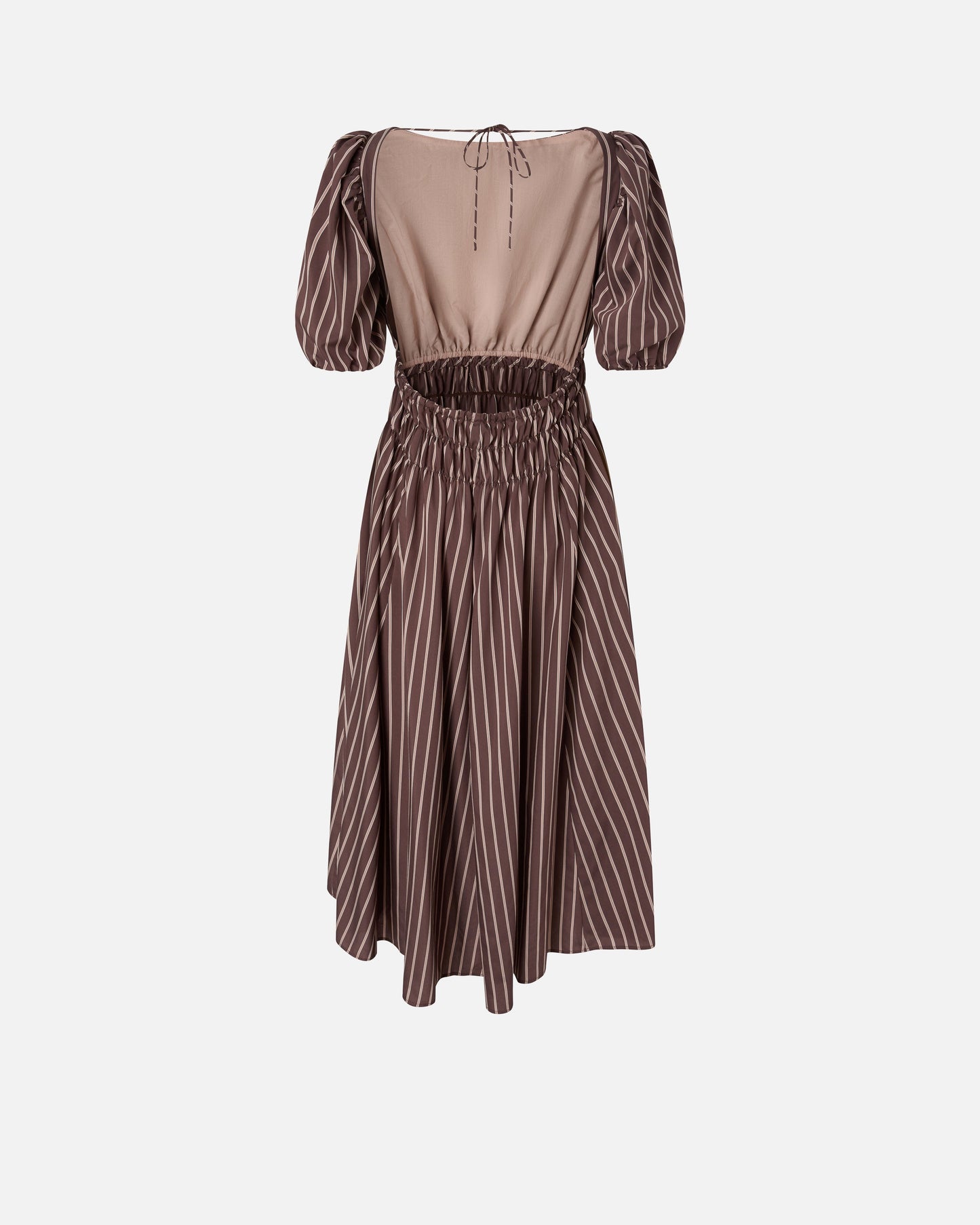 Striped midi dress with open back