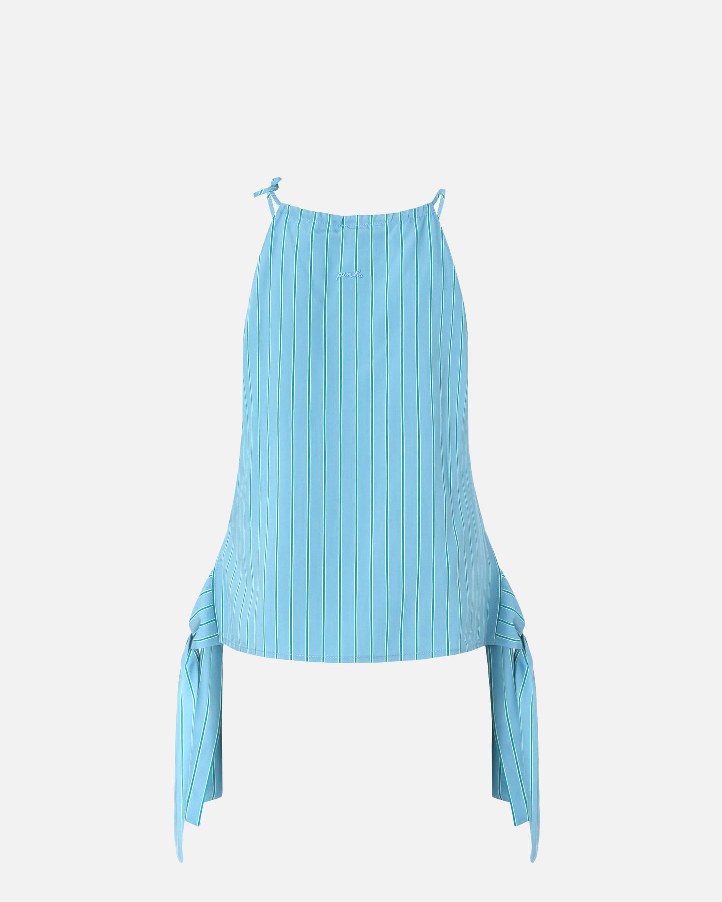 Striped top with thin shoulder straps and bows