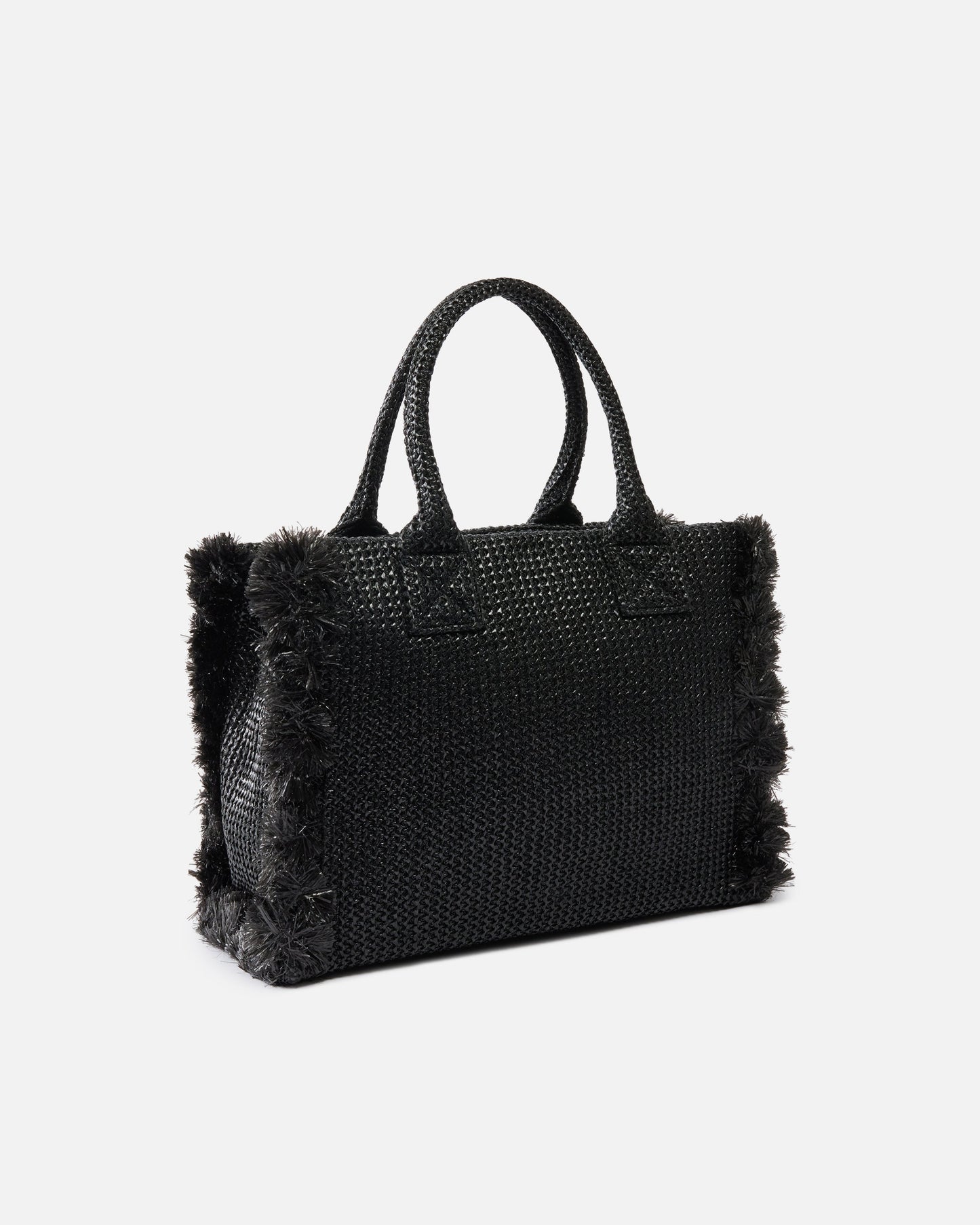 Medium Beach shopping tote in raffia with logo and tassels