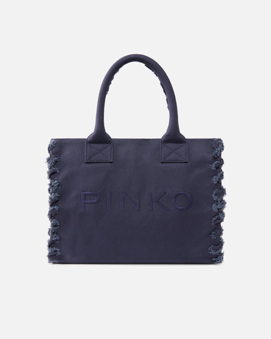 Medium Beach shopping tote in canvas with logo and fraying