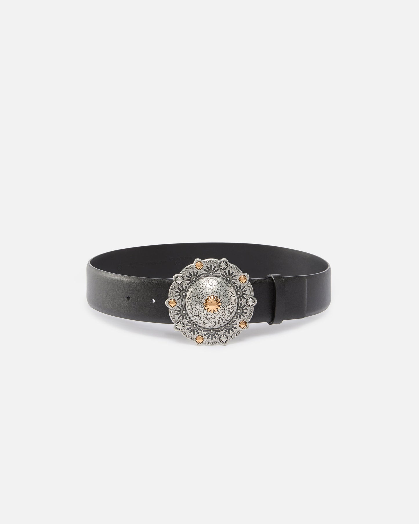 Leather belt with jewel medallion, 4cm
