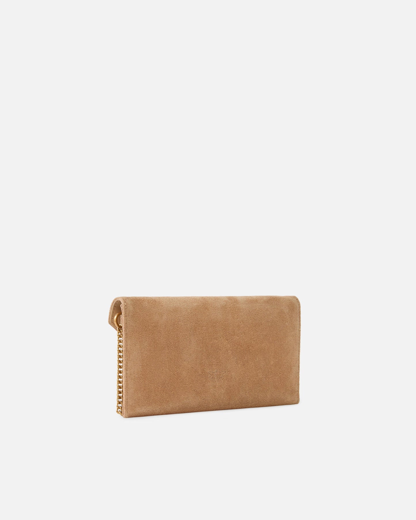 Small clutch bag in suede with studs and shoulder strap