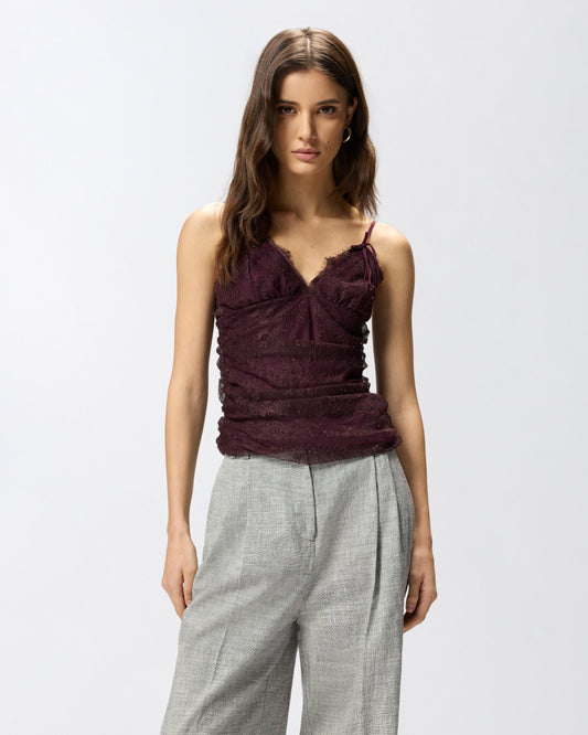 Floral lace top with shoulder straps