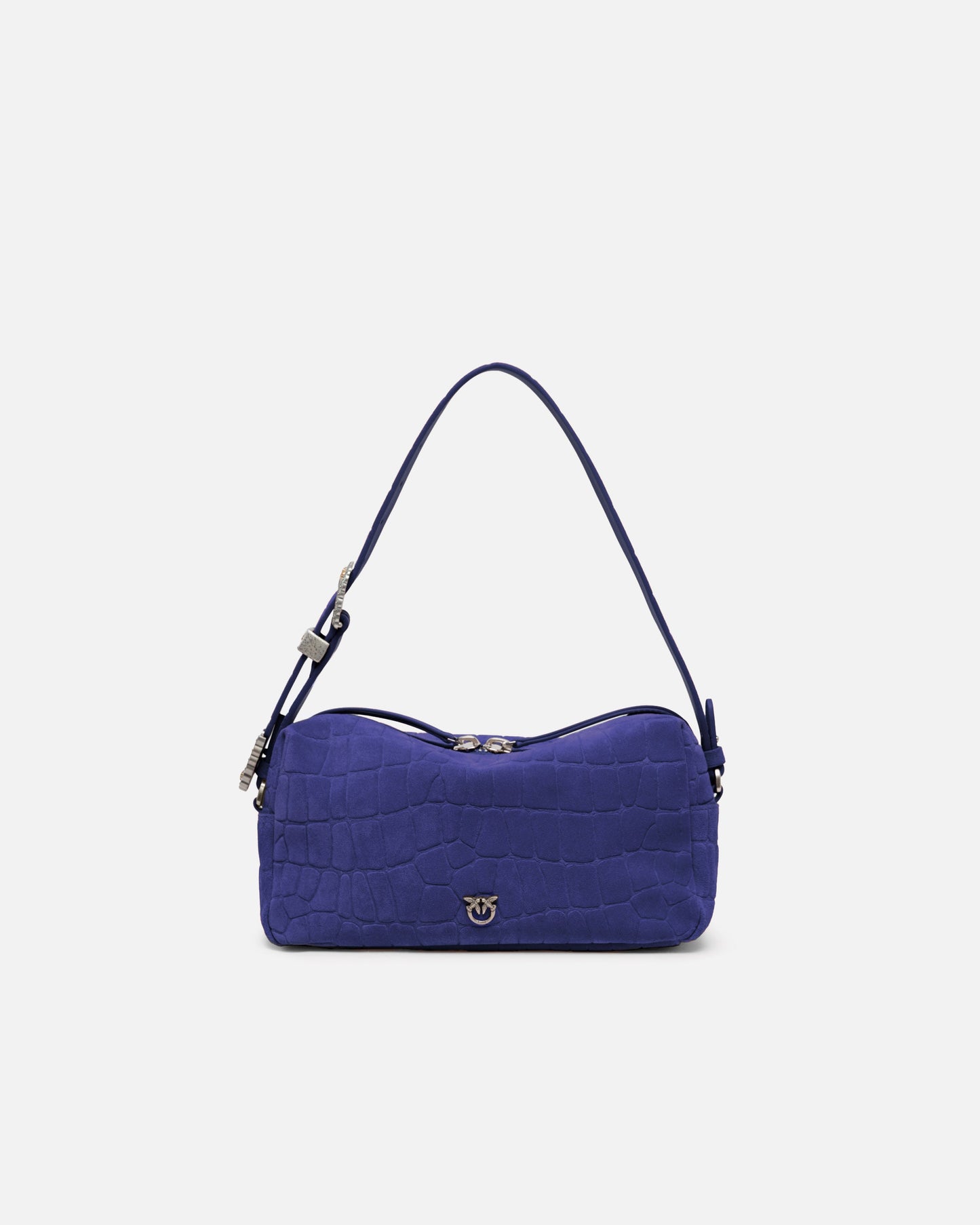 Medium crossbody bowler bag in crocodile-print leather