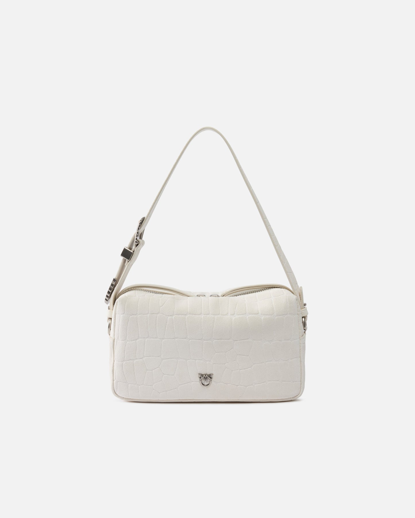 Medium crossbody bowler bag in crocodile-print leather