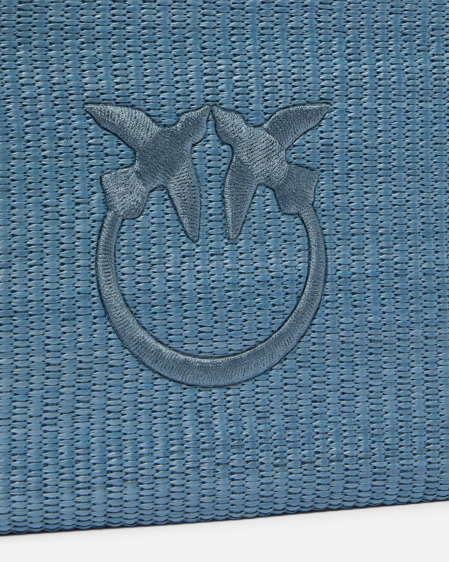 Raffia clutch with Love Birds logo