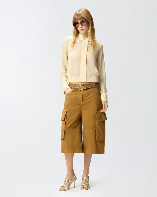 Semi-sheer shirt with metallic details