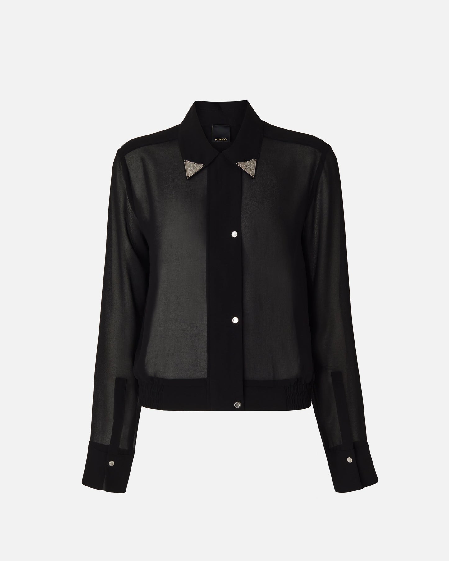 Semi-sheer shirt with metallic details