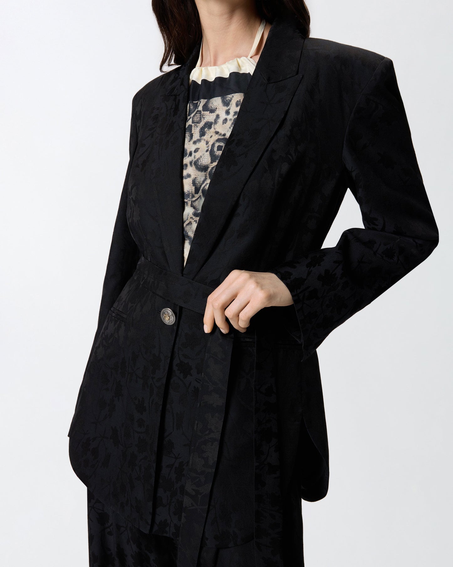 Floral jacquard kimono jacket