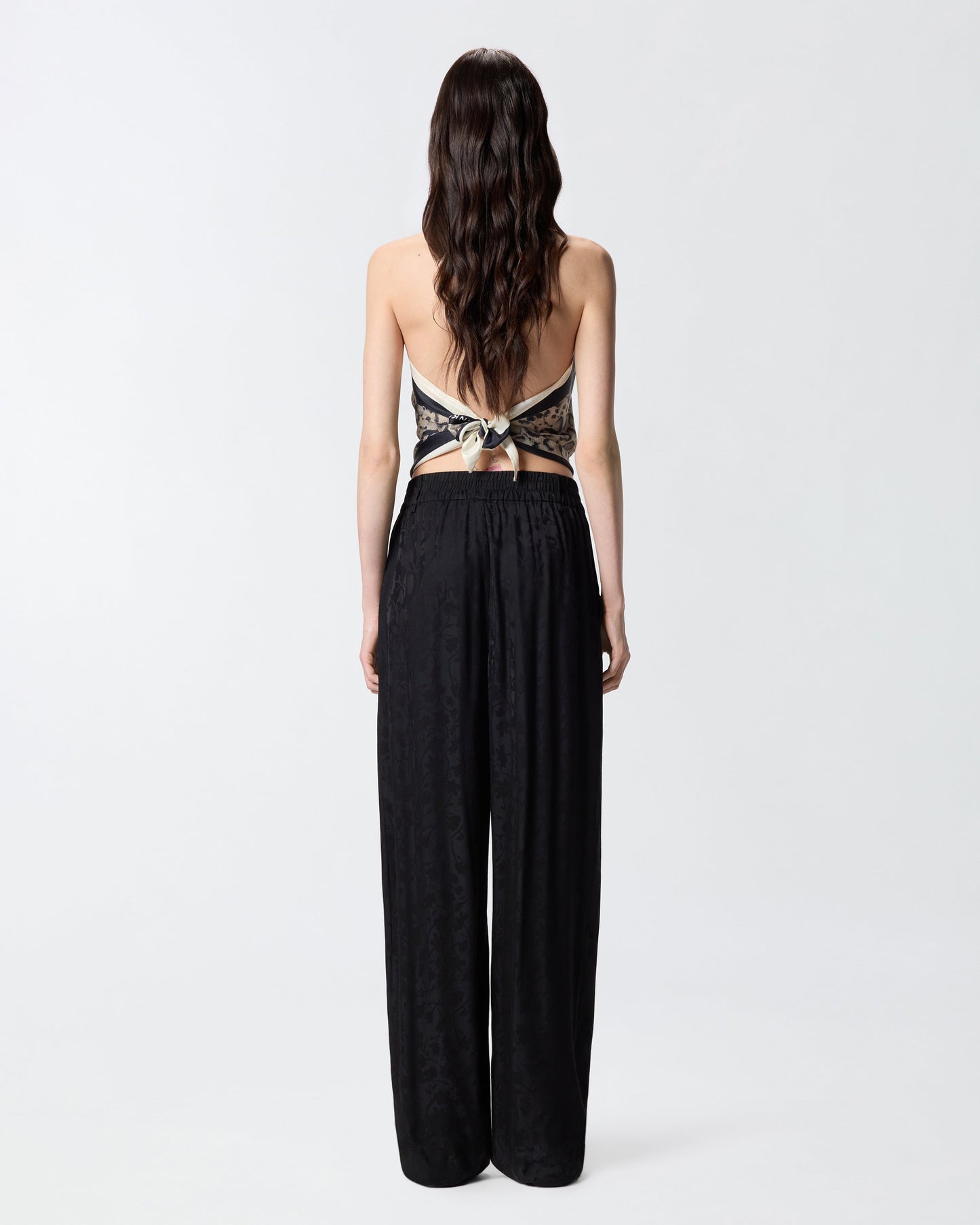Floral jacquard trousers