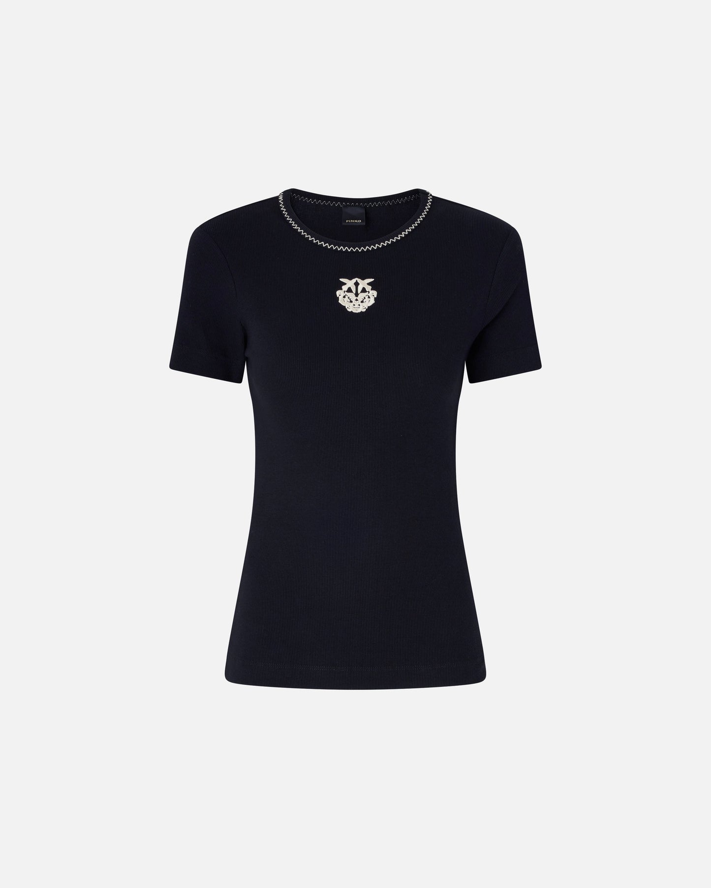 Fine-rib T-shirt with Love Birds embroidery