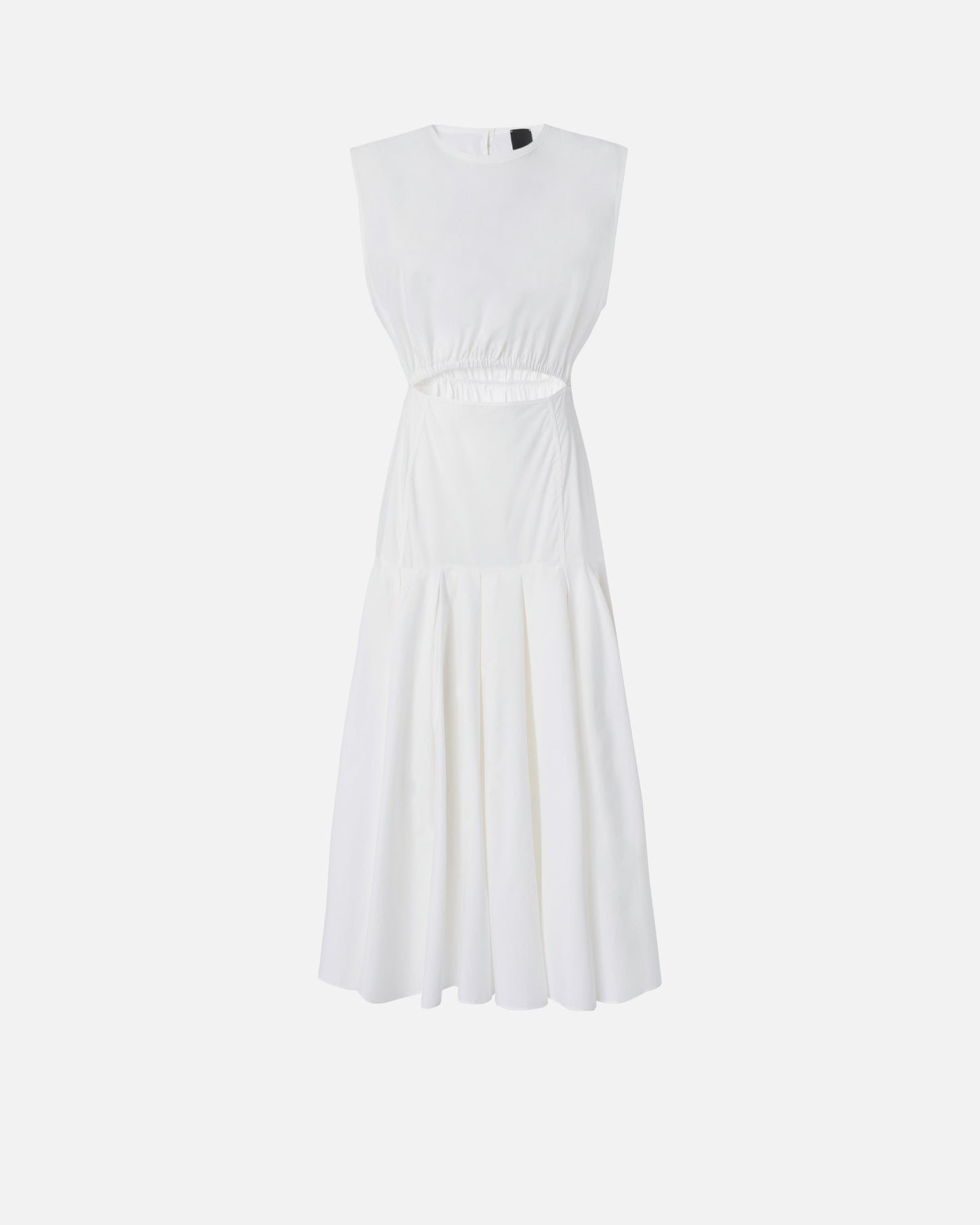 Sleeveless midi dress with pleats and cut-out