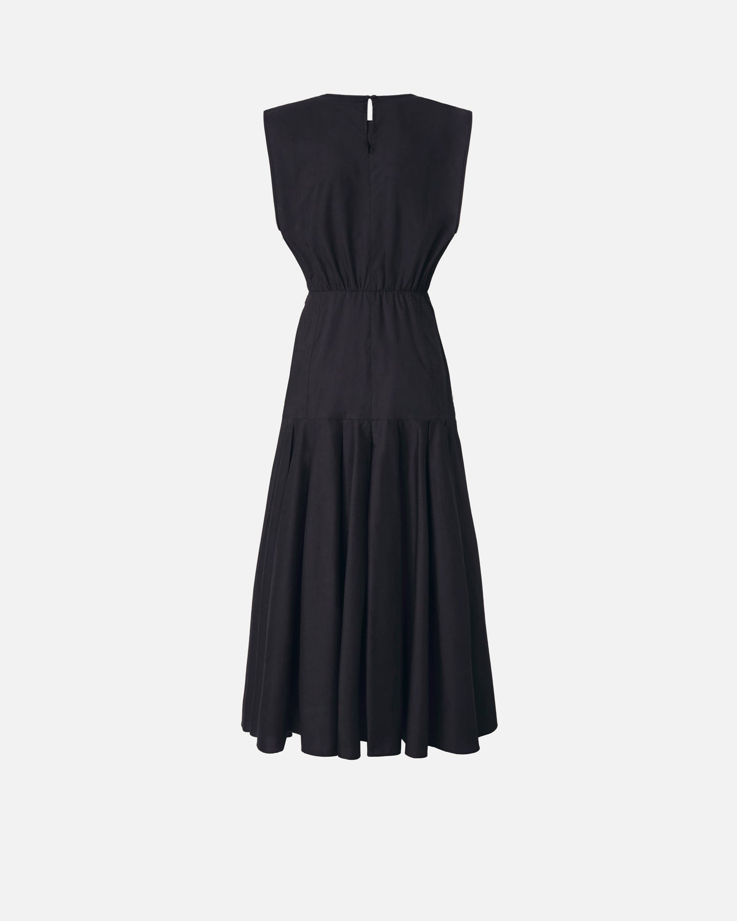 Sleeveless midi dress with pleats and cut-out