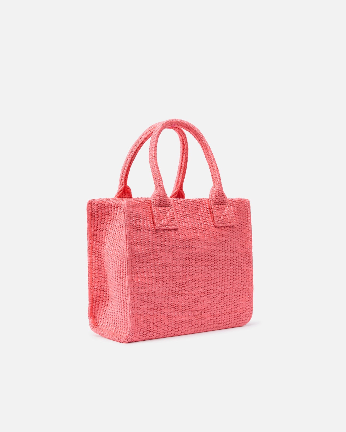 Beach small shopping tote in raffia with Love Birds logo