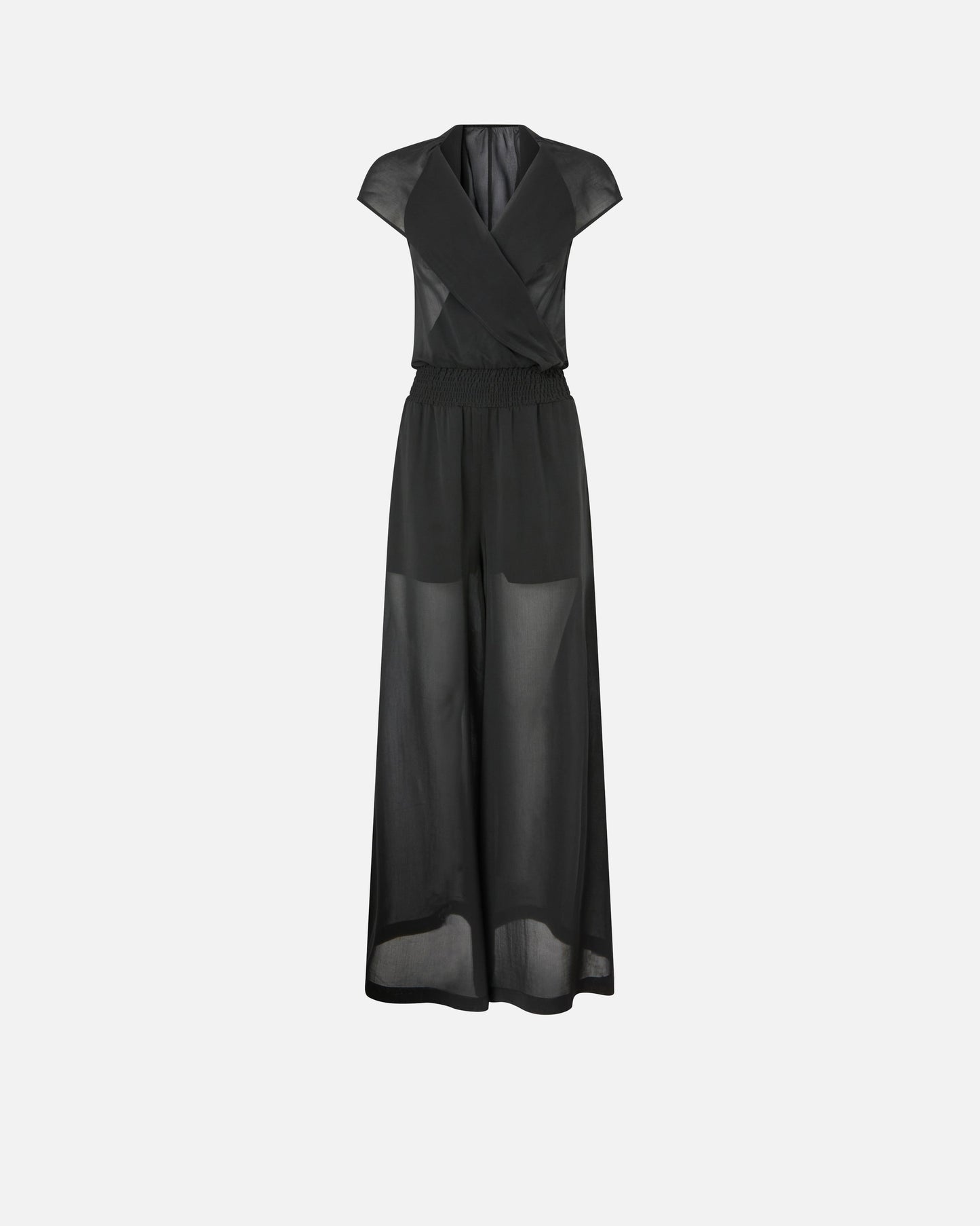 Long playsuit with hood and sheer details