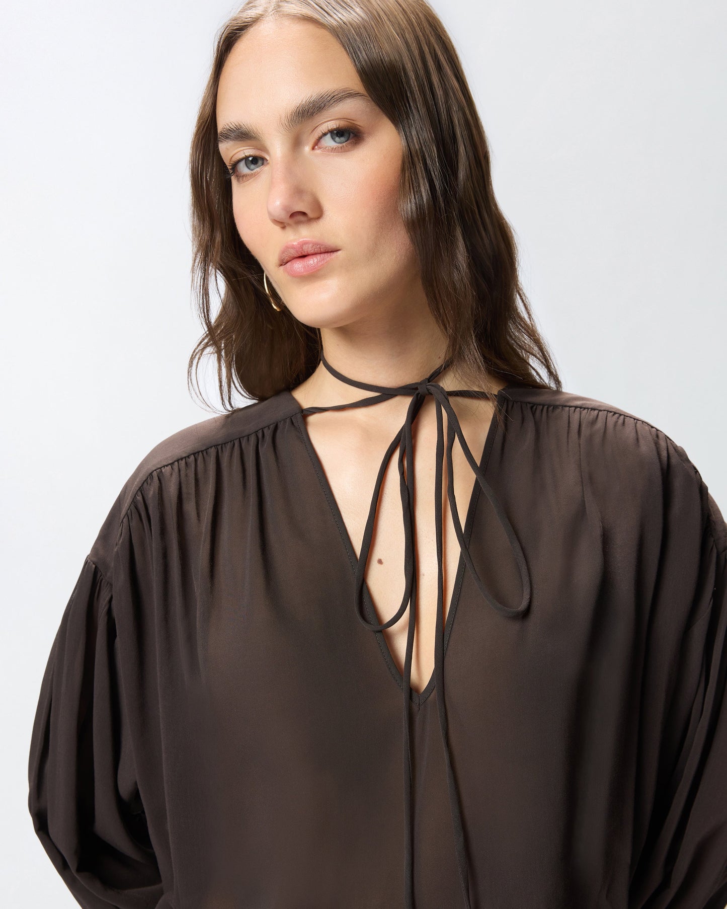 V-neck blouse with gathering